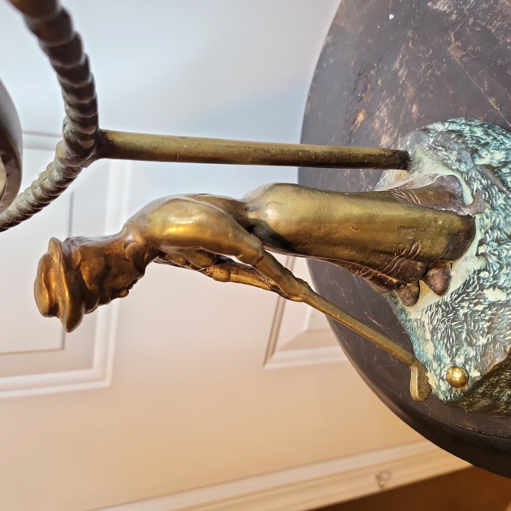 Bronze / Brass Vintage Lady Golfer Desktop Mirror Rare - Picture 8 of 14